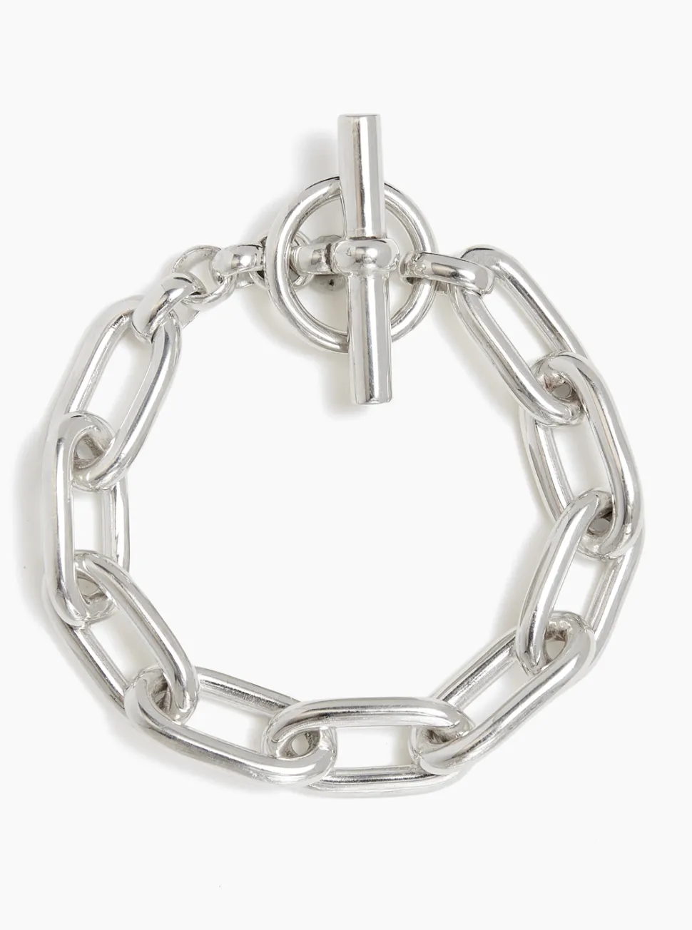 Large Silver Oval Linked Bracelet