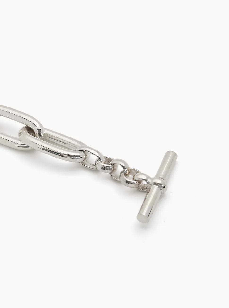 Large Silver Oval Linked Bracelet