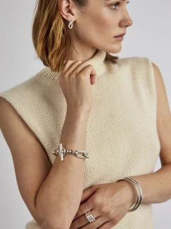 Large Silver Oval Linked Bracelet
