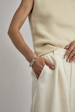 Large Silver Oval Linked Bracelet
