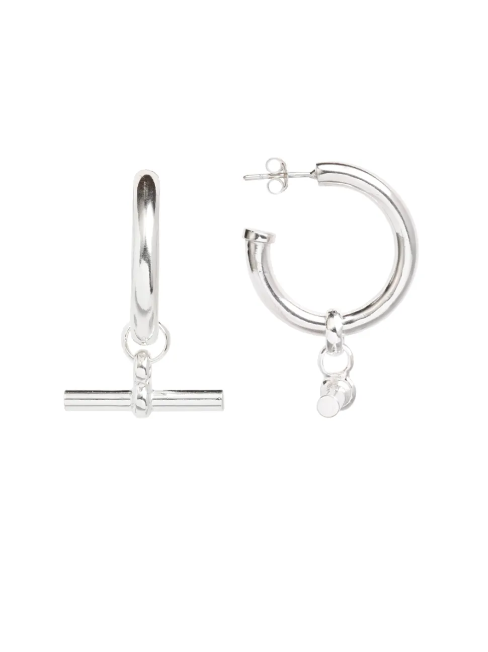 Large Silver T-Bar Earrings