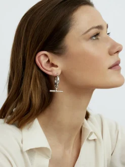 Large Silver T-Bar Earrings