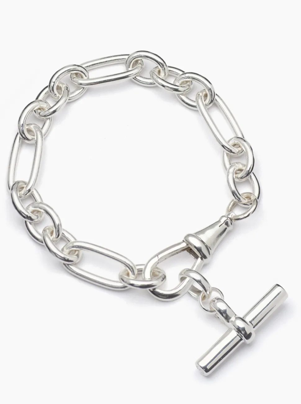 Large Silver Watch Clip Bracelet with T-bar