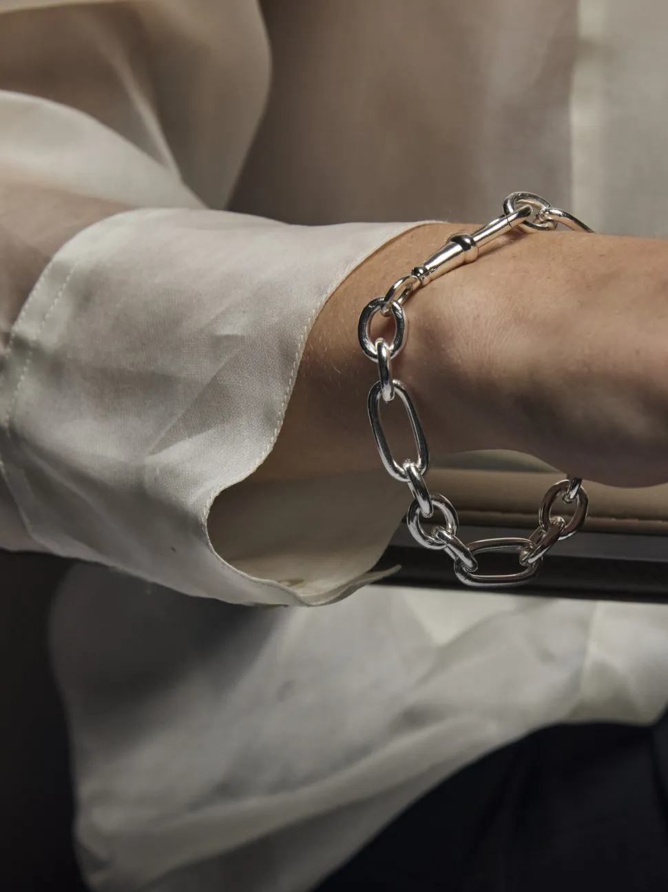 Large Silver Watch Clipt Bracelet