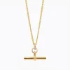 Medium Gold Jewelled T-Bar On Fine Curb Chain