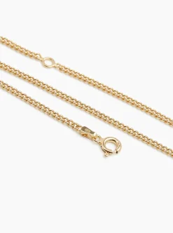 Medium Gold Jewelled T-Bar On Fine Curb Chain
