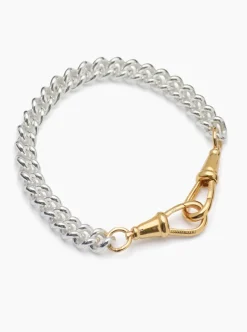Medium Silver and Gold Curb Clipt Bracelet