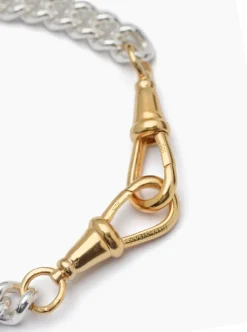 Medium Silver and Gold Curb Clipt Bracelet