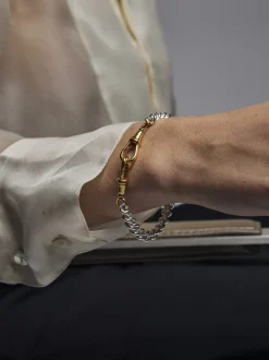 Medium Silver and Gold Curb Clipt Bracelet