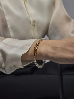 Medium Silver and Gold Curb Clipt Bracelet