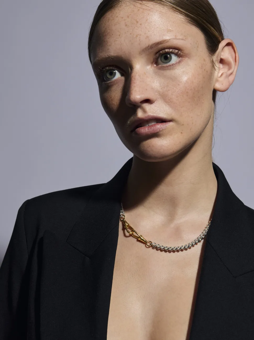 Medium Silver Curb Clipt Necklace
