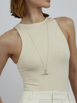 Medium Silver T-Bar On Belcher Chain