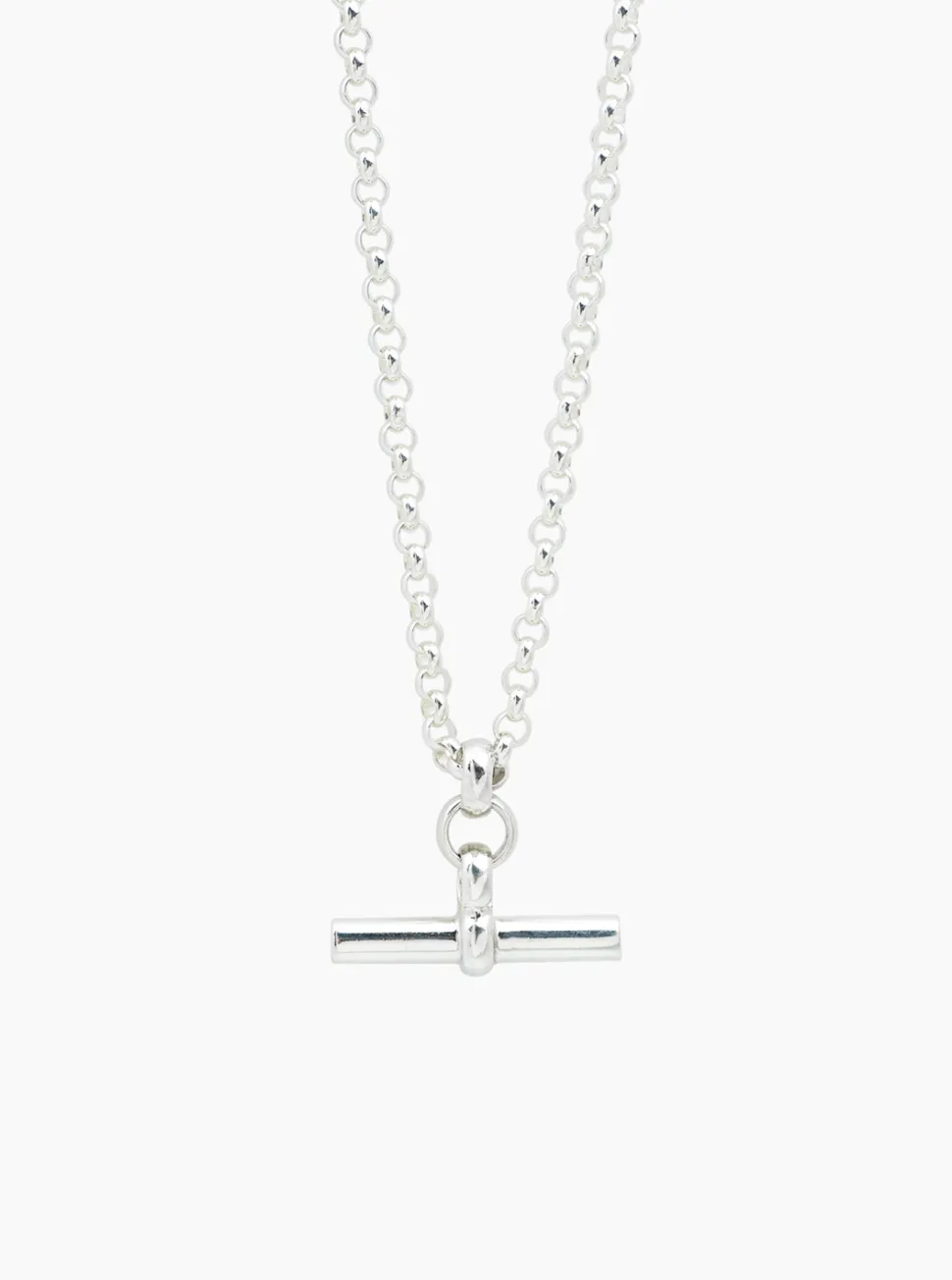Medium Silver T-Bar On Chunky Belcher Chain