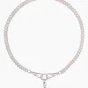 Medium Silver T-bar on Medium Curb Clipt Necklace