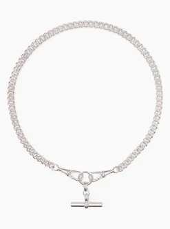 Medium Silver T-bar on Medium Curb Clipt Necklace