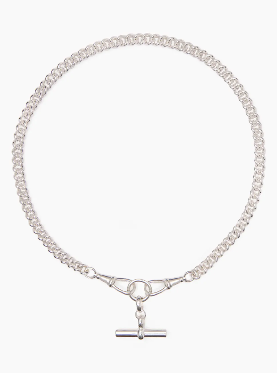 Medium Silver T-bar on Medium Curb Clipt Necklace