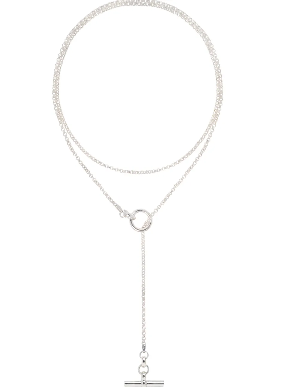 Men's Fine Solid Sterling Silver Lariat Necklace