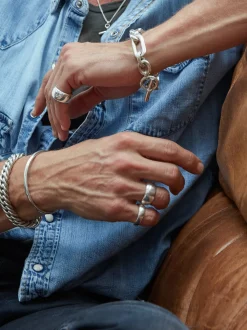 Men's Slim Solid Sterling Silver Band Ring