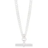 Men's Solid Sterling Silver Chunky T-Bar Curb Link Necklace