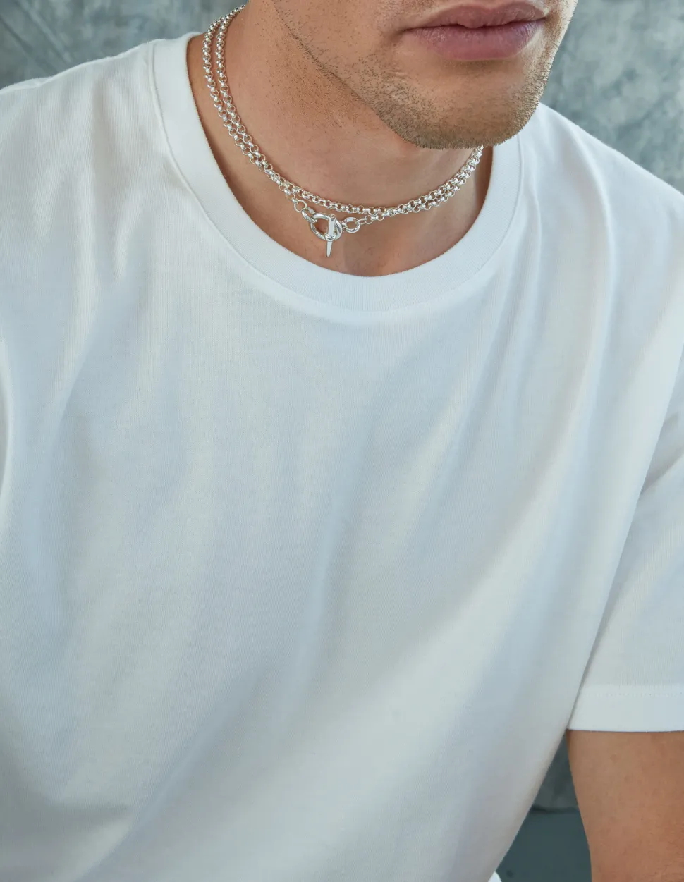 Men's Solid Sterling Silver Lariat Necklace