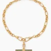 Olive Enamelled Giant Gold T-Bar on Watch Clipt Necklace
