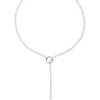 Short Silver Lariat Necklace