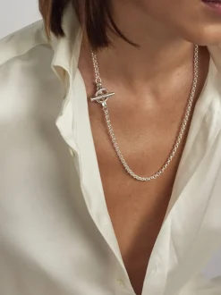 Short Silver Lariat Necklace