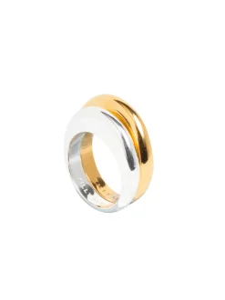 Silver and Gold Double Slice Ring Set