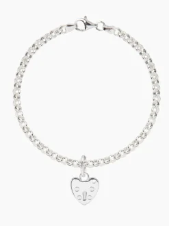Silver Belcher Bracelet with Silver Padlock Heart