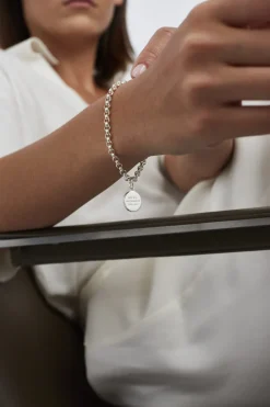 Silver Belcher Bracelet With Compass