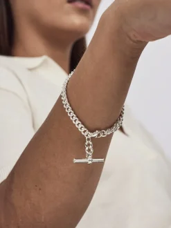 Silver T-Bar Curb Link Bracelet