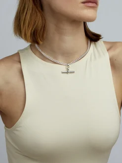 Silver T-Bar Curb Link Necklace