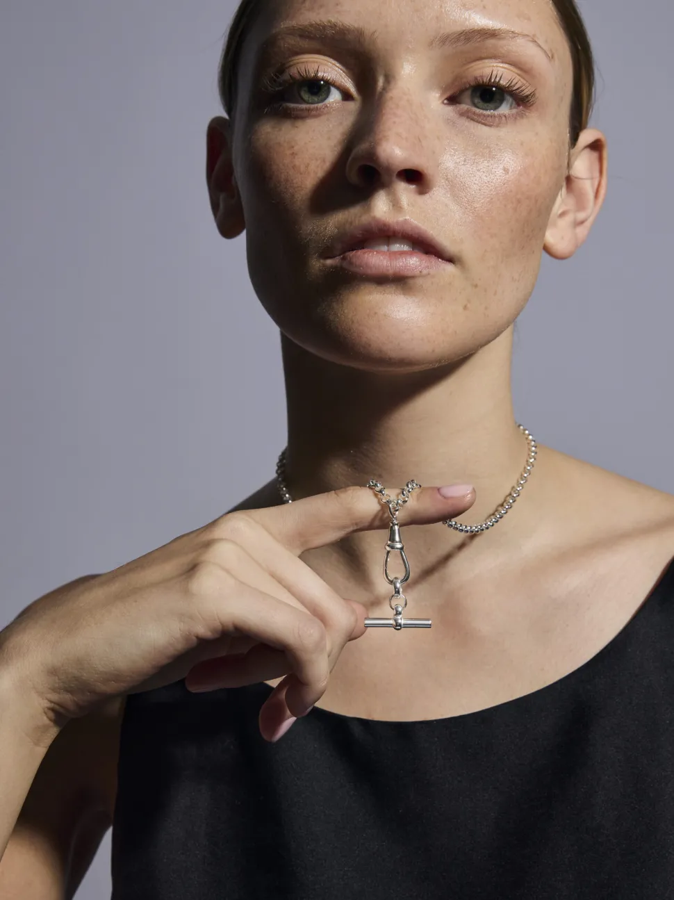 Silver T-bar on Chunky Belcher Clipt Necklace