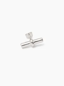 Silver T-Bar Stud Earrings