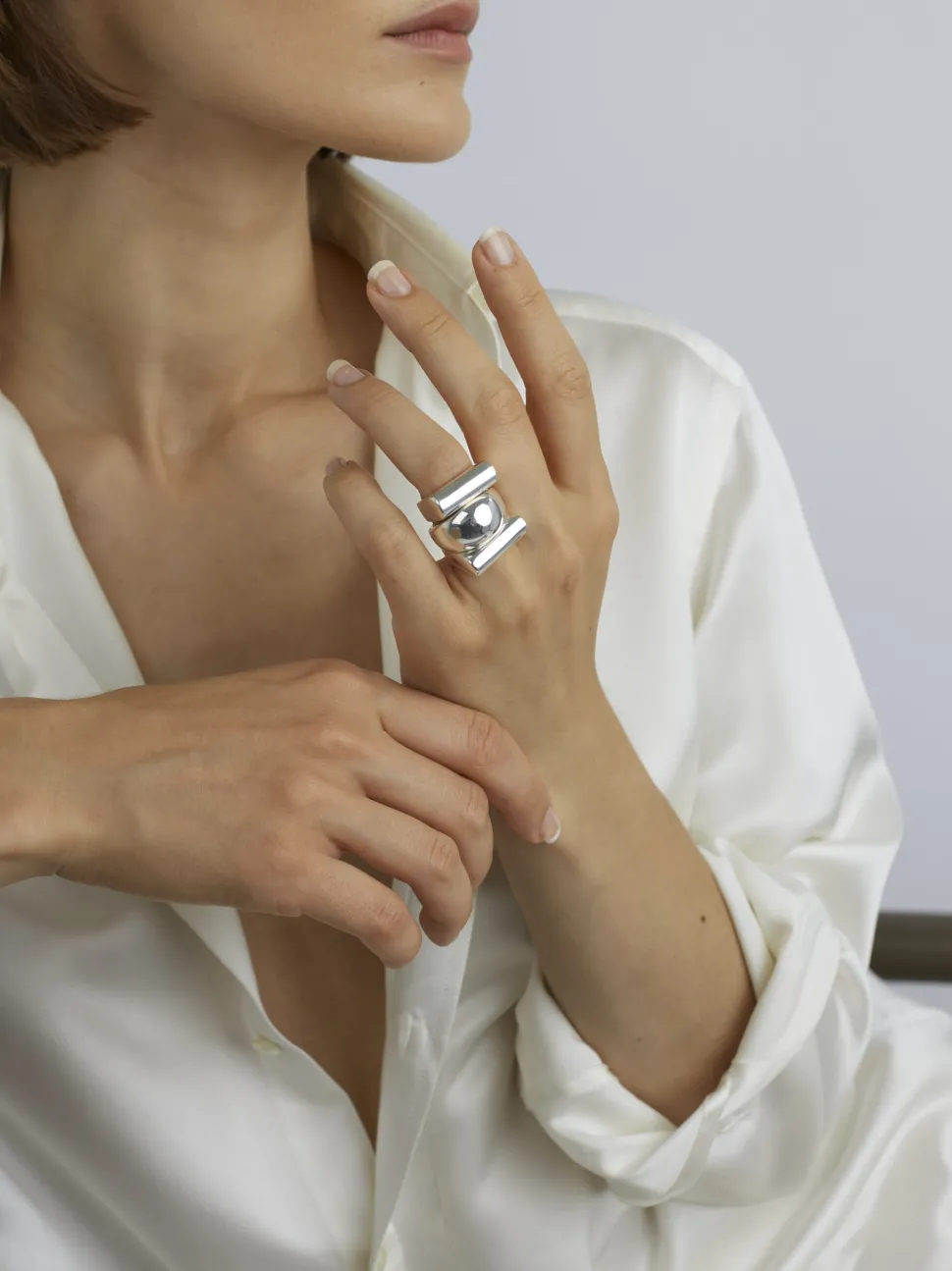 Silver Triple Ridge Ring Set