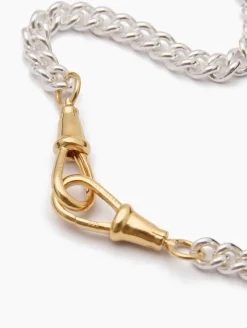 Slim Silver and Gold Curb Clipt Necklace