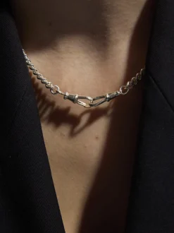 Slim Silver Curb Clipt Necklace