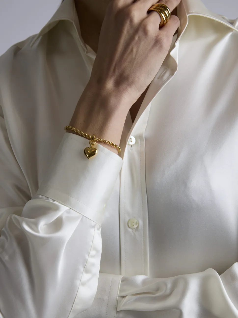 Small Gold Heart on Belcher Bracelet