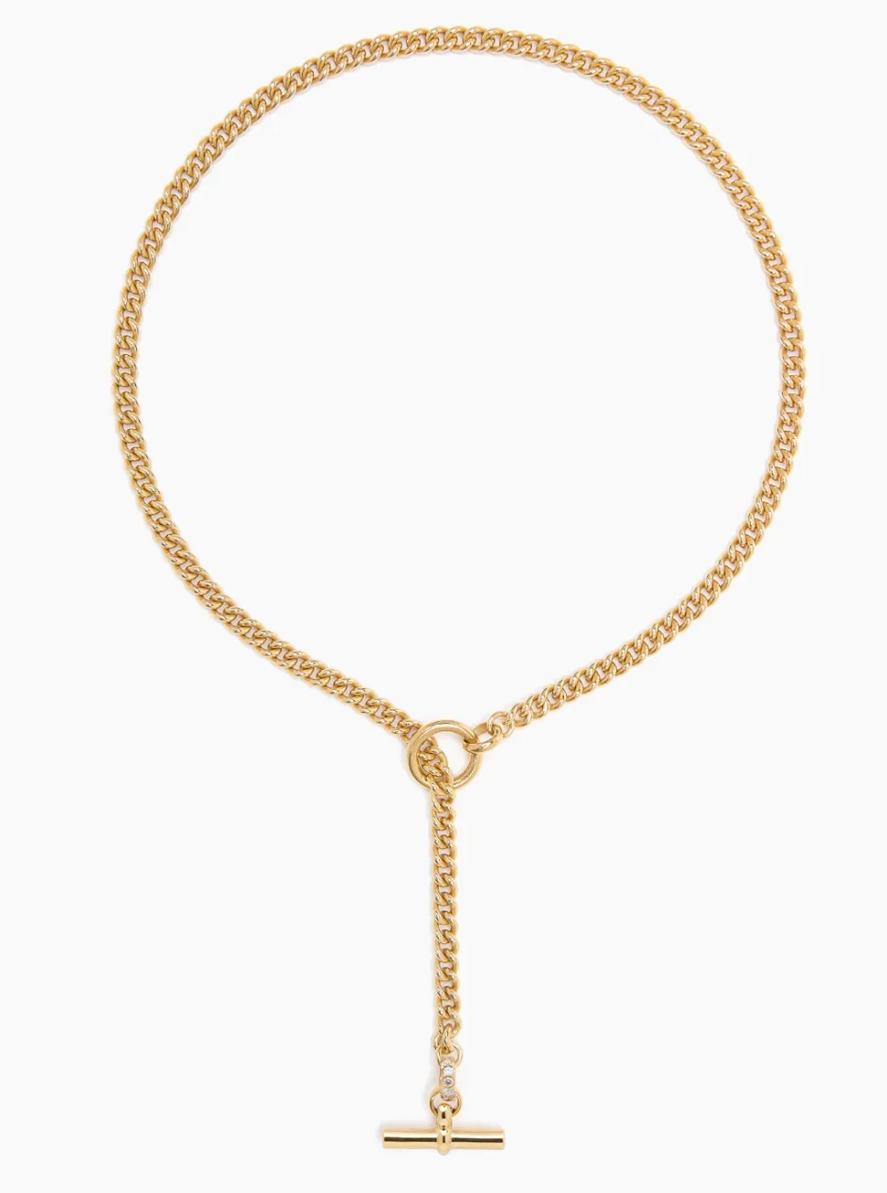 Small Gold Jewelled T-Bar Clasp on Curb Chain