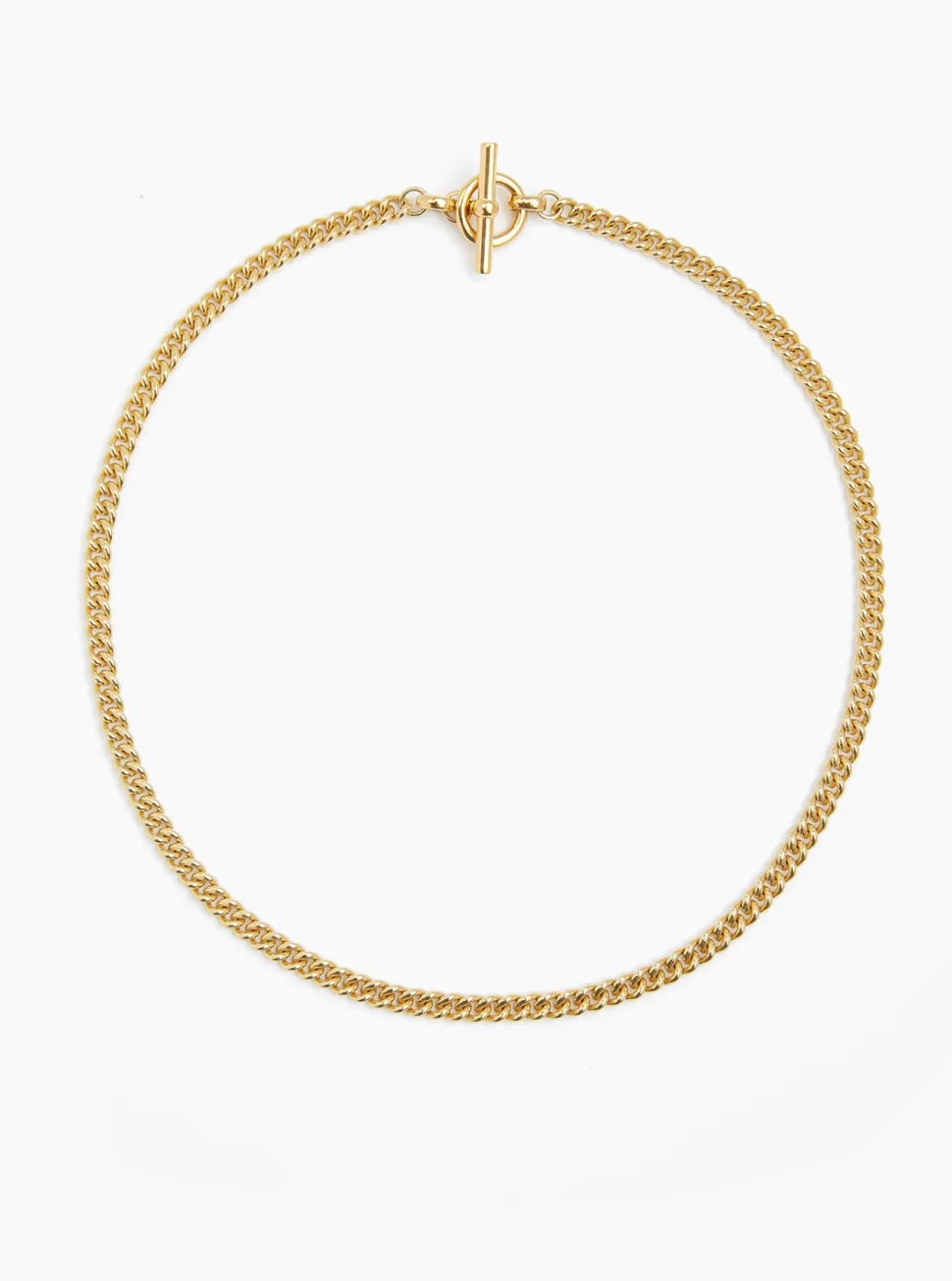 Small Gold T-Bar Clasp Curb Link Necklace