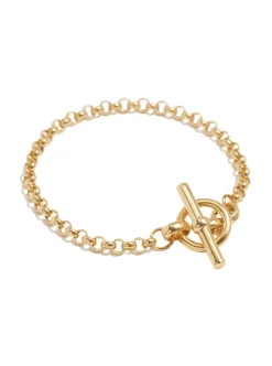 Small Gold T-bar Clasp on Belcher Chain Bracelet