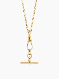 Small Gold T-bar on Belcher Clipt Necklace