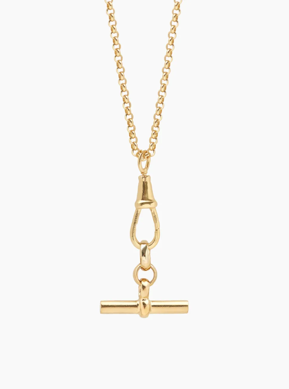 Small Gold T-bar on Belcher Clipt Necklace