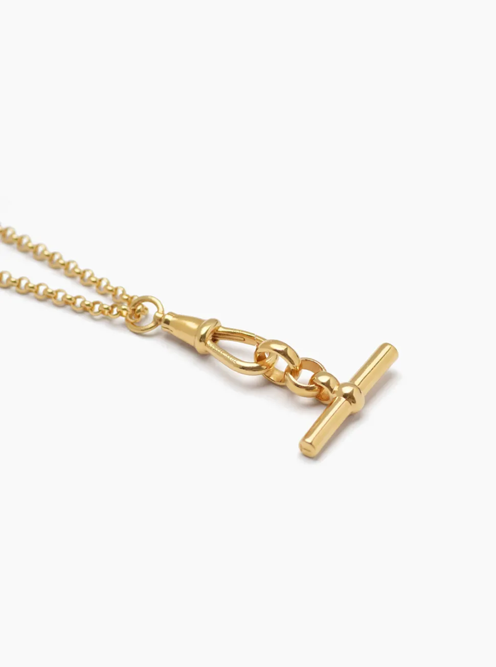 Small Gold T-bar on Belcher Clipt Necklace