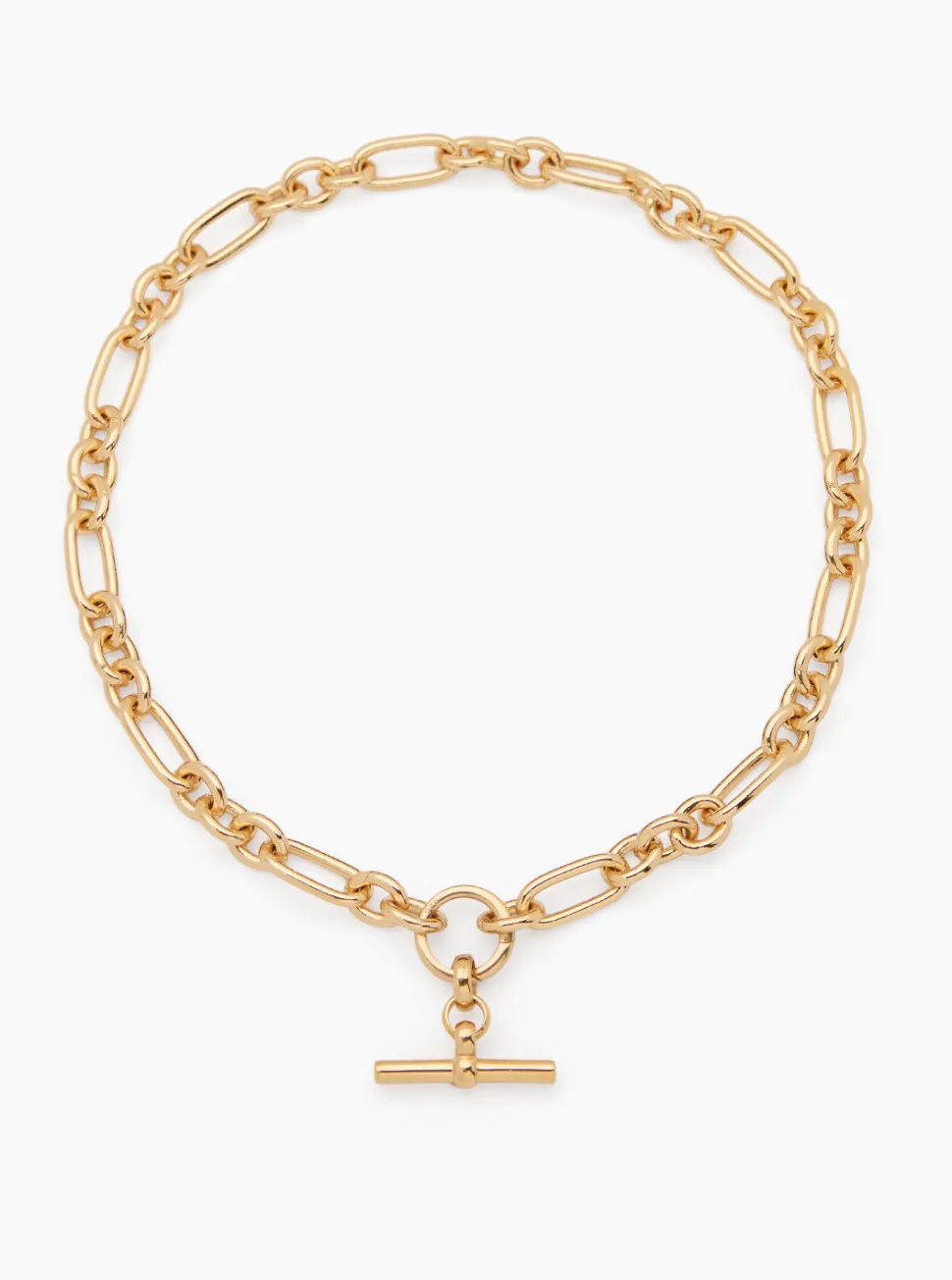 Small Gold T-bar on Clipt Watch Chain Necklace