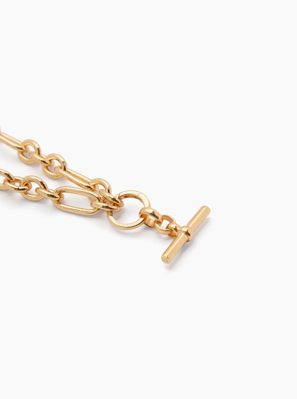 Small Gold T-bar on Clipt Watch Chain Necklace