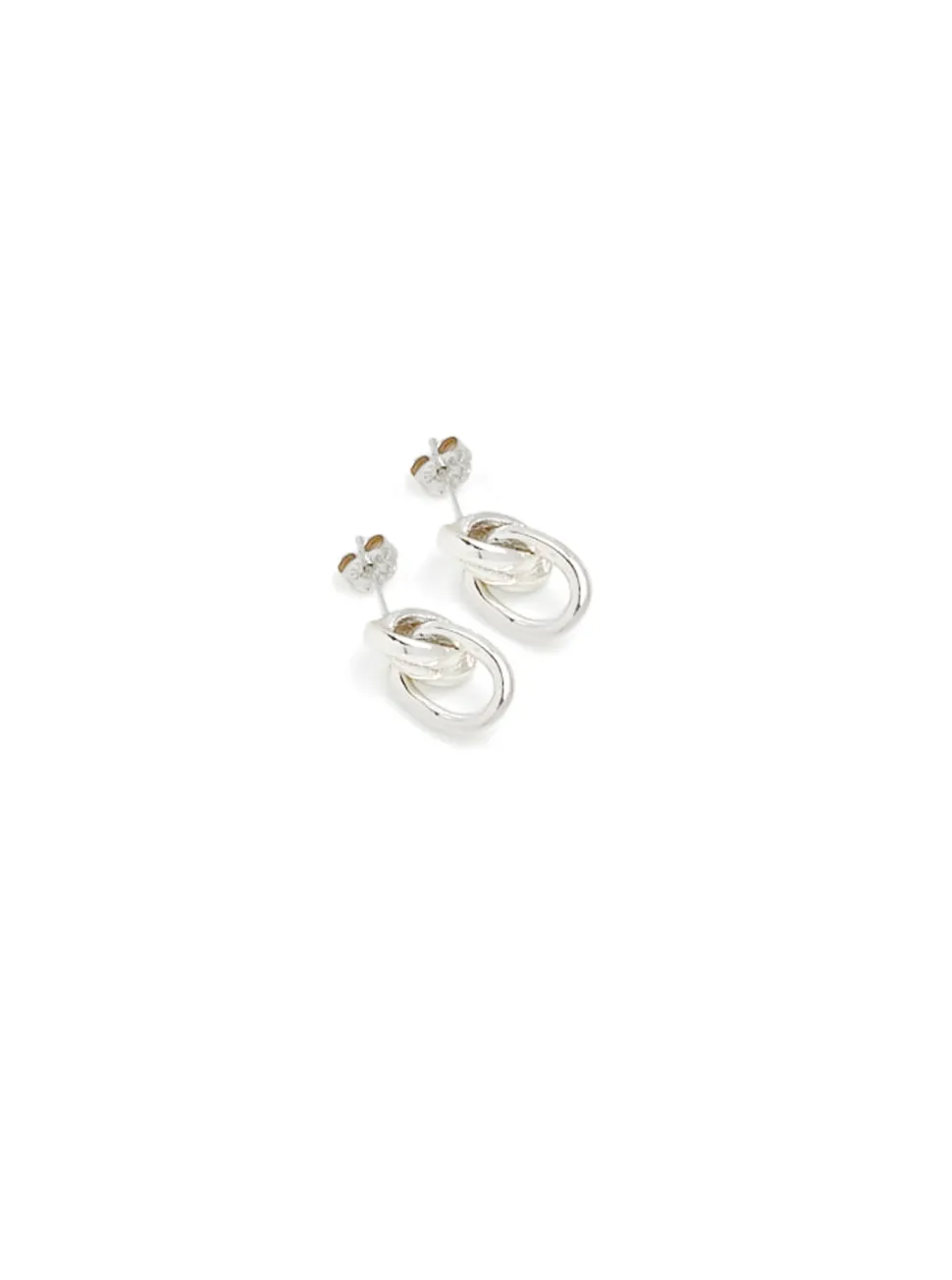 Small Silver Double Link Stud Earrings