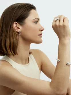 Small Silver Double Link Stud Earrings