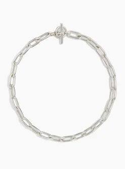 Small Silver Oval Chain Necklace
