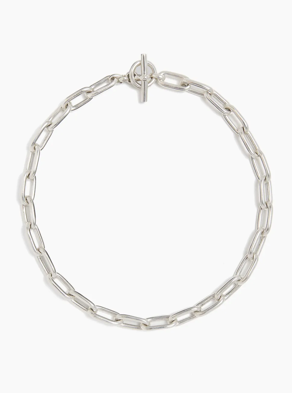 Small Silver Oval Chain Necklace